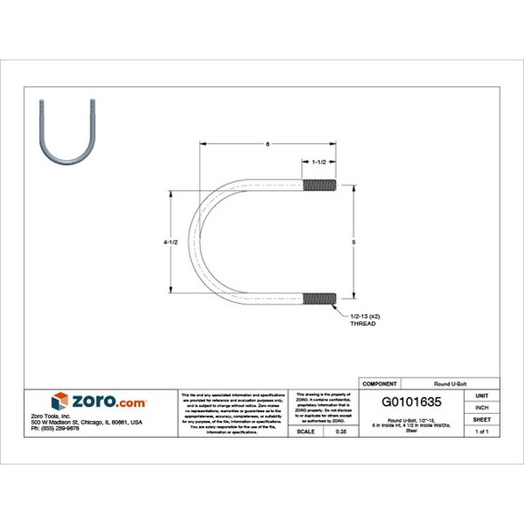 Manufacturer Varies Std,ZP U-BoltInside H 6 in U17243.050.0400