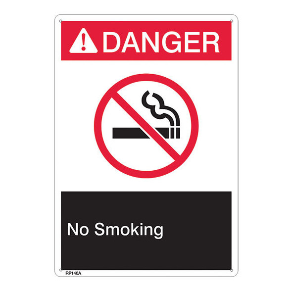 ANSI Z535 Rigid Plastic "Danger No Smoking" Sign, 1/Each