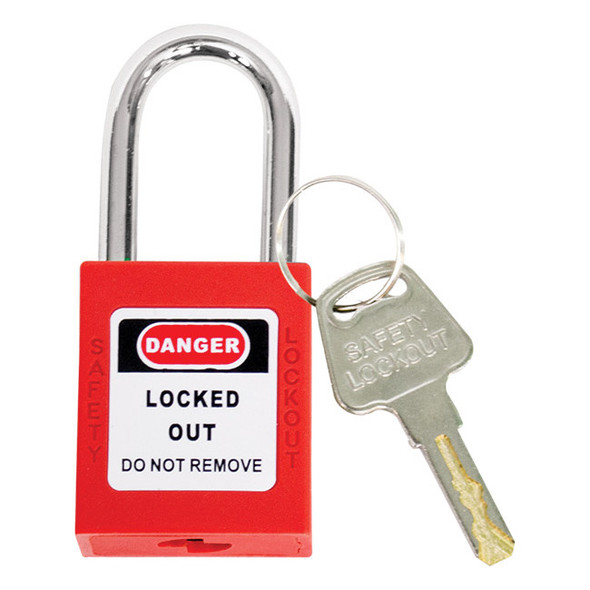 TruForce™ Safety Padlock w/ Steel Shackle, Red, 1/Each