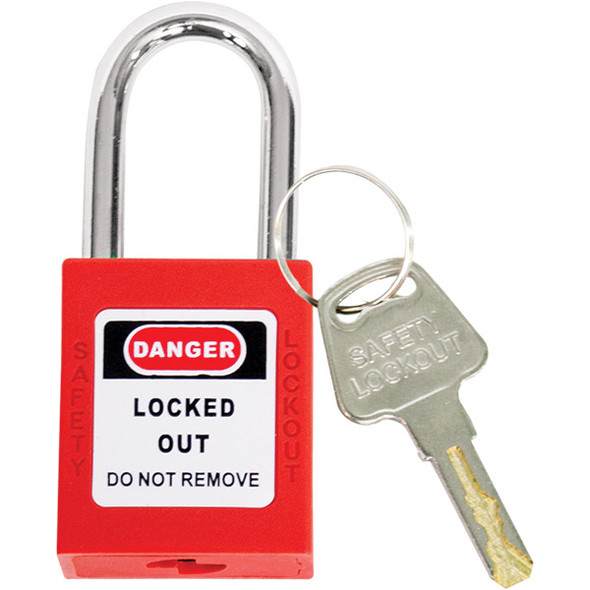 TruForce™ Safety Padlock w/ Steel Shackle, Red, 1/Each