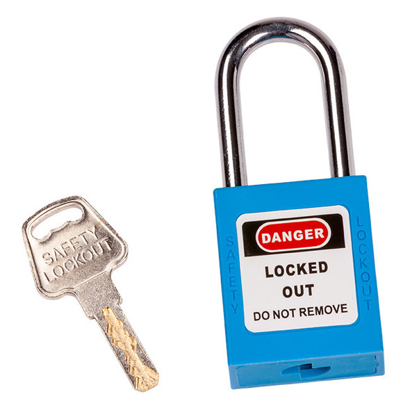 TruForce™ Safety Padlock w/ Steel Shackle, Blue, 1/Each