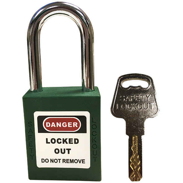 TruForce™ Safety Padlock w/ Steel Shackle, Green, 1/Each