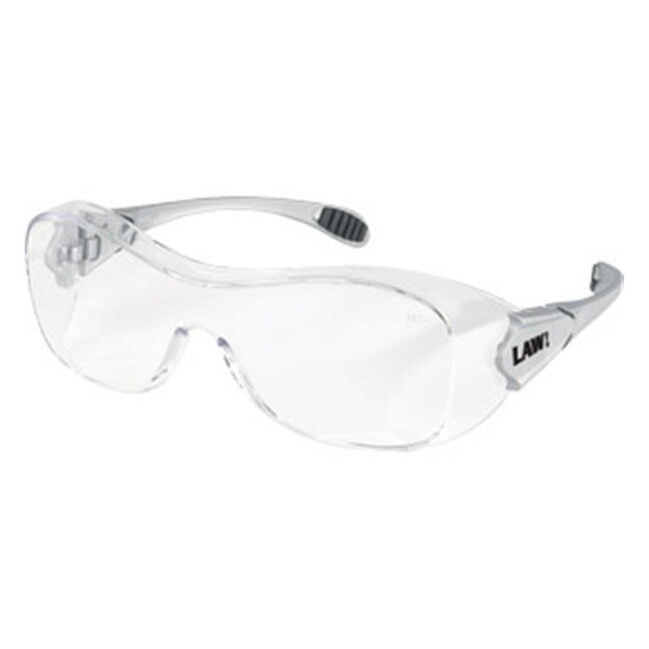 MCR Safety® Law® OTG Eyewear, Silver Temple, Clear Lens, 1/Each
