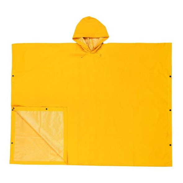 MCR Safety® Schooner II Poncho, 0.35 mm PVC/Polyester, Yellow, 1/Each