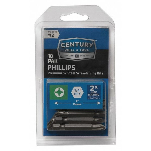Century Drill & Tool S2 Screwdriving Bit - Phillips 68510