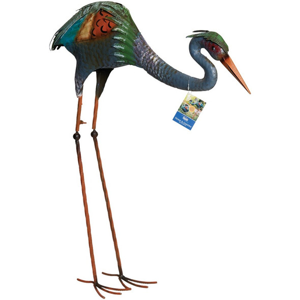 Alpine 30 In. H. Rustic Metal Feeding Crane Lawn Statue HEH210 810281