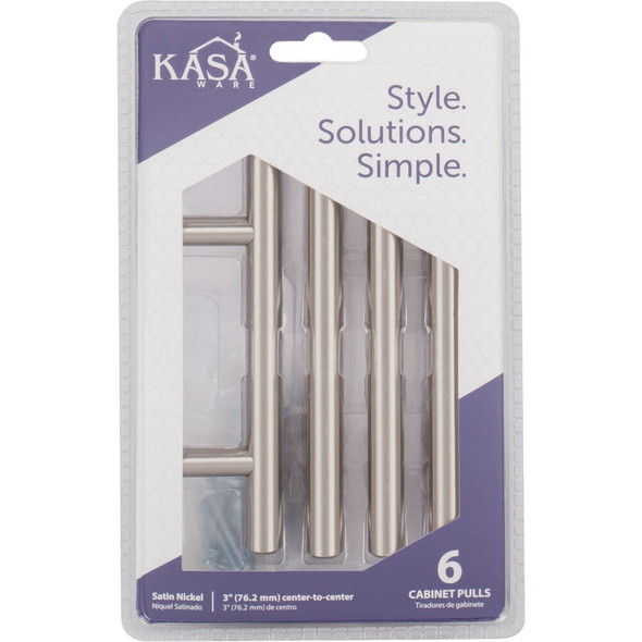 KasaWare (5-3-8 In.) Satin Nickel Cabinet Bar Pull (6-Pack) K2943SN-6 229082