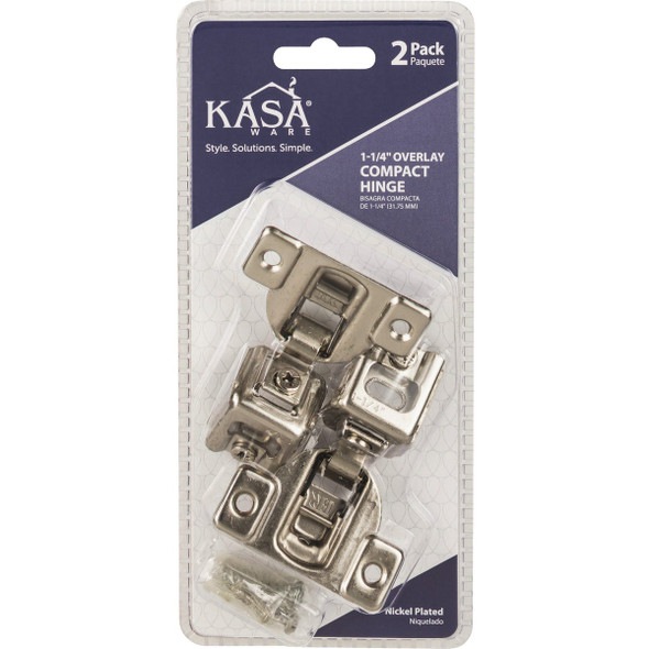 KasaWare 1-1-4 In. Overlay Compact Hinge (2-Pack) KFHCN114-A-2 229724