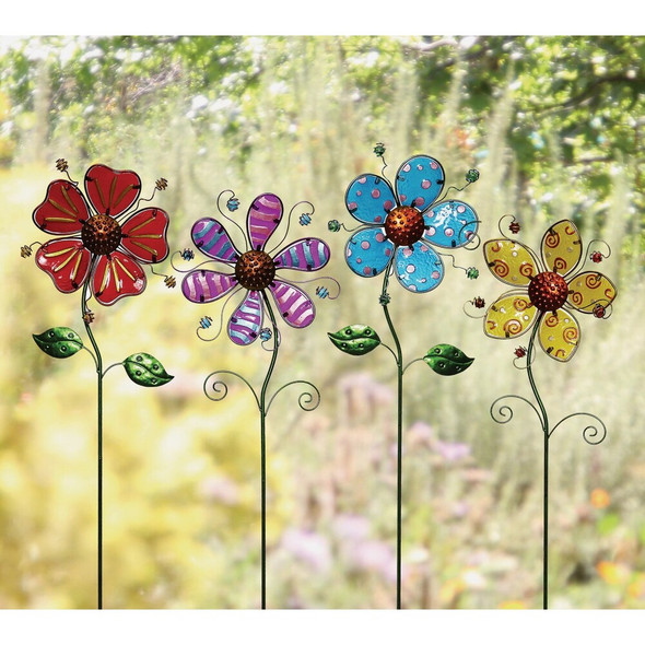 Alpine 36 In. H. Glass Flower Garden Stake LJJ536A Pack of 12 840961