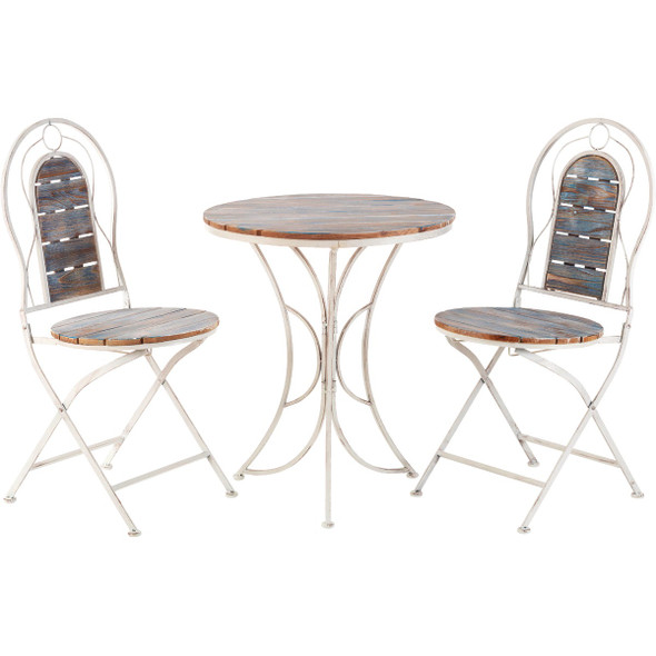 Alpine 3-Piece Weathered Wood Blue & White Bistro Set MZP278A