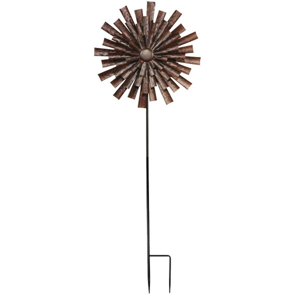 Alpine 81 In. H. Bronze Floral Kinetic Windspinner Garden Stake MZP588