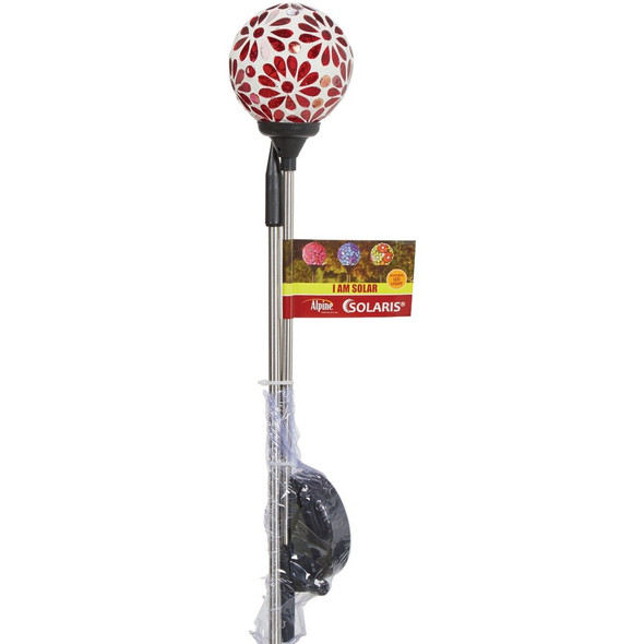 Alpine Mosaic Glass Daisy 32 In. H. Solar Stake Light QLP1396ABB Pack of 12 862029