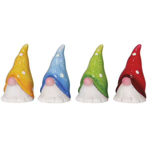 Alpine 10 In. H. Colorful Ceramic Gnome Head Statue QWR1018AHH Pack of 4