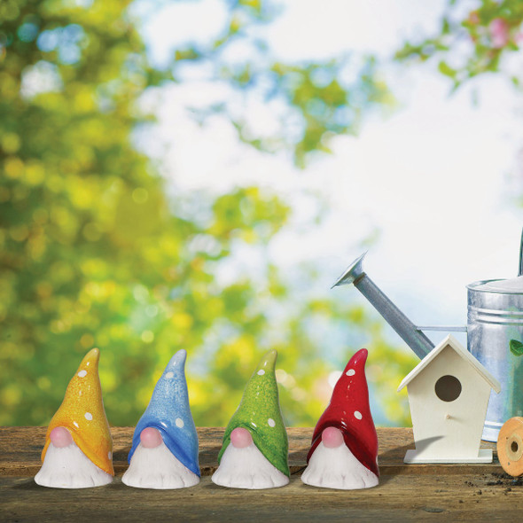 Alpine 10 In. H. Colorful Ceramic Gnome Head Statue QWR1018AHH Pack of 4 867878