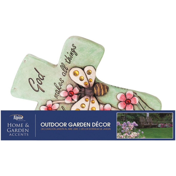 Alpine 11 In. Cement Cross Stone with Inspirational Words WQA790ABB Pack of 4 888900