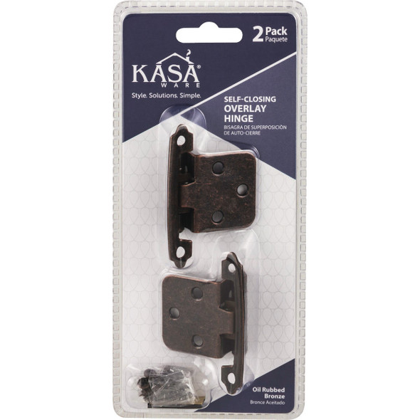 KasaWare Oil Rubbed Bronze Self-Closing Overlay Hinge (2-Pack) KFHO-A-ORB2 213685