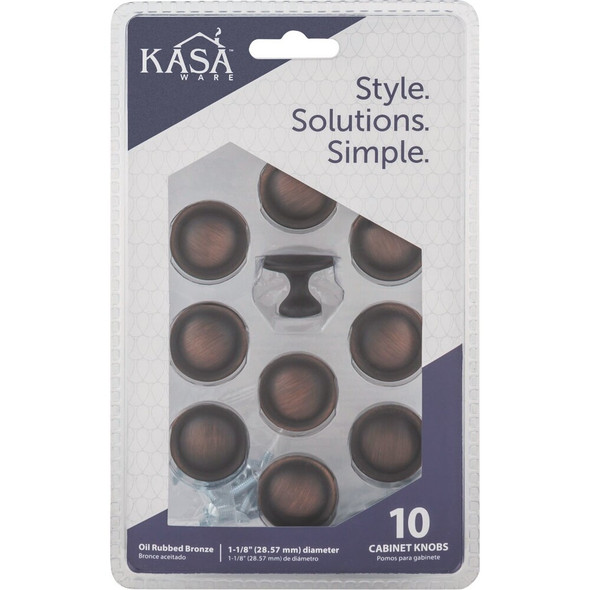 KasaWare 1-1-8 In. Diameter Brushed Oil Rubbed Bronze Cabinet Knob (10-Pack) K413BORB-10 221574