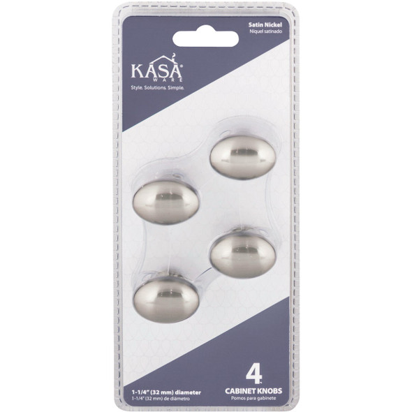 KasaWare 1-1-4 In. Dia. Satin Nickel Cabinet Knob (4-Pack) K460SN-4 228002