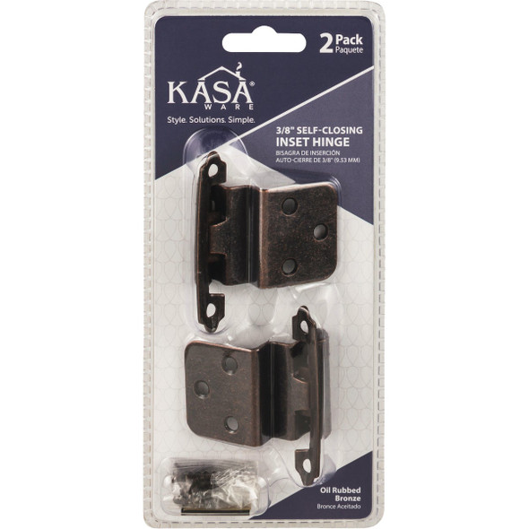 KasaWare 3-8 In. Oil Rubbed Bronze Self-Closing Inset Hinge (2-Pack) KFHI-A-ORB2 227835