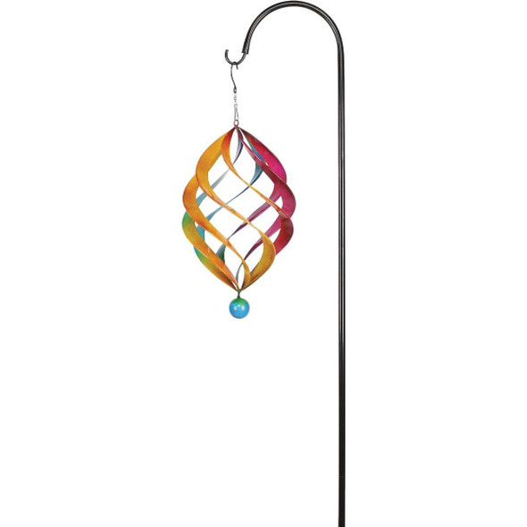 Alpine 19 In. H. Multi-Color Iron Wind Spinner with Shepherd's Hook Pack of 4
