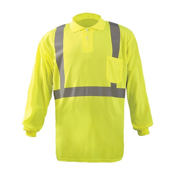 Unisex Long Sleeve Polo Shirt, Polyester, Button, Yellow, 2XL