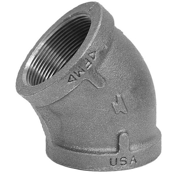 45 Degree Elbow 45 Degree Elbow, 1/4" Pipe, FNPT, Malleable Iron, Class 150