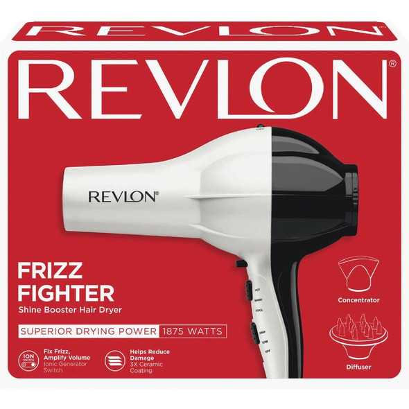 Revlon 1875W White-Black Shine Booster Hair Dryer RV484WHT 671037