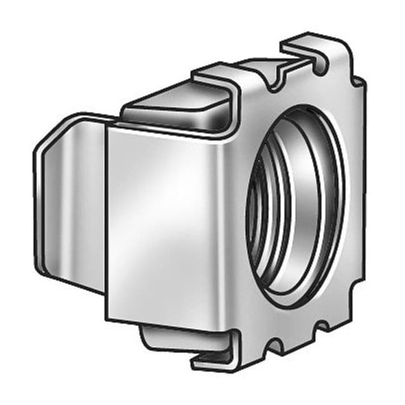 Cage Nut, #10-24, Square Shape, Steel, Not Graded, Plain Finish, 25 PK