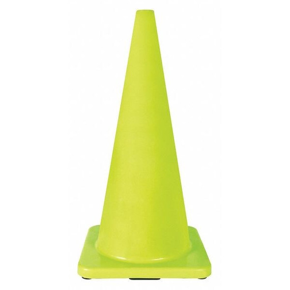 Traffic Cone, PVC, Non-Reflective, 28 in Height, 7 lb, Lime