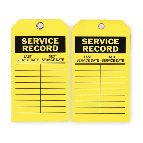 Tag, Service, Polyester, 7 in H x 4 in W, Yellow, Rectangle, 10 PK  2RMU9