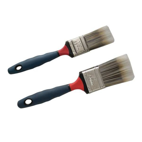 Manufacturer Varies 1-1/2" Flat Sash Firm, Synthetic Bristle, Paint Brush, Rubber Handle 1XRK5