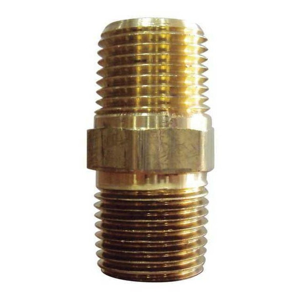 Hex Nipple Brass Hex Nipple, 3/8 in Male NPT X 3/8 in Male NPT, 10 PK