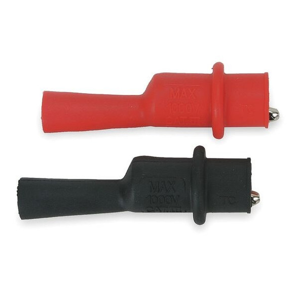 Alligator Clip, CAT III 1000V, 4mm Banana Socket, 2-1/2", Black, Red