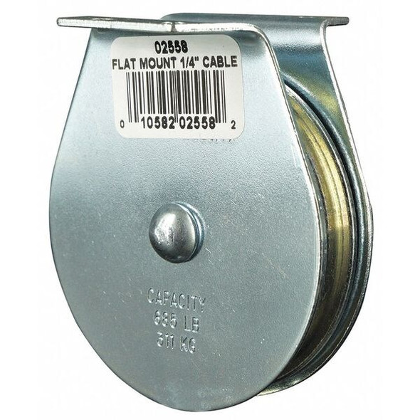Pulley Block, Wire Rope, 1/4 in Max Cable Size, 685 lb Max Load, Zinc Plated