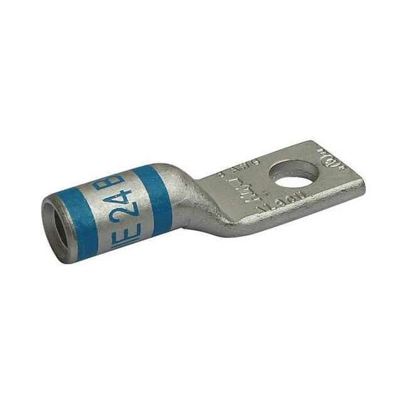 One-Hole Compression Lug, 8 AWG Max, 1/4 in Stud, Short Barrel, Aluminum, Blue