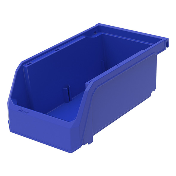 TruForce™ Hang, Stack, & Nest Bin, 7 3/8"L x 3"H x 4 1/8"W, Blue, 1/Each