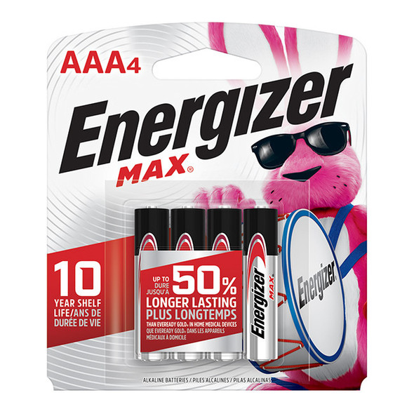 Energizer® Max® Alkaline AAA Batteries, 4/Pkg