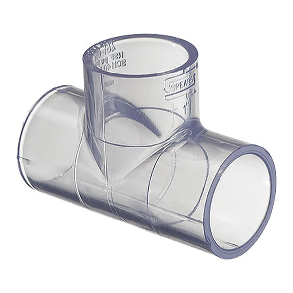 PVC Tee, Solvent x Solvent x Solvent, 3/4 in Pipe Size