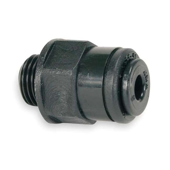 Push-Fit Adapter Fitting, 1/4 in Tube Size, Acetal, Black, 10 PK