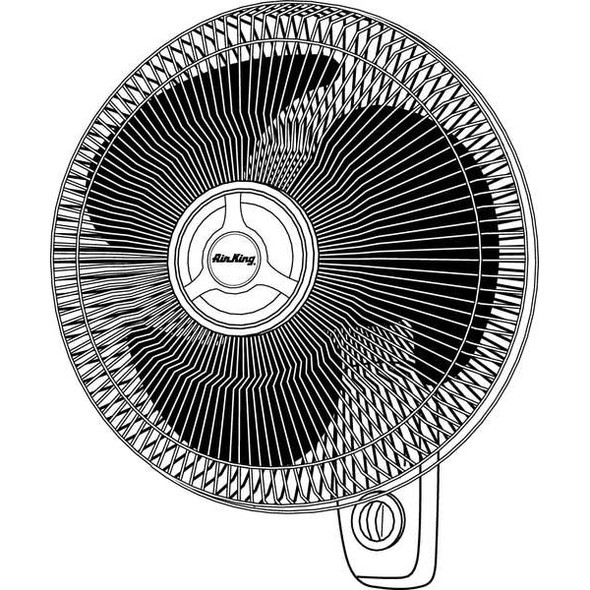 Air King Wall Mount Oscillating Fan W/ 18 in Blade Dia, 3 Speeds, 120V AC, 6 ft L Cord 9018