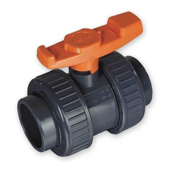 Gf Piping Systems 1" Socket PVC Ball Valve Inline True Union 161375019