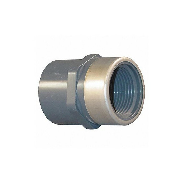 PVC, Stainless Steel Female Adapter, FNPT x Socket, 1/4 in Pipe Size