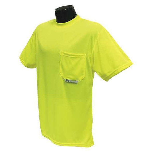 Short Sleeve T-Shirt, Non Rated, Birdseye Mesh, Hi-Vis Green, L