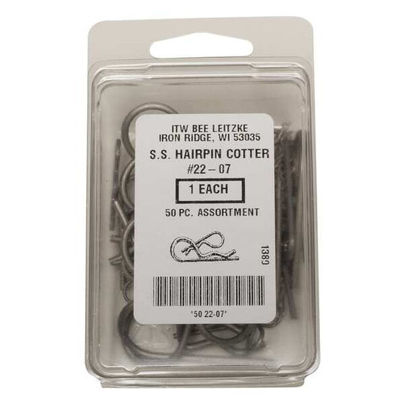 Itw Bee Leitzke Hairpin Cotter Asst,18-8,50 Pcs,5 Sizes WWG-DISP-BPS050