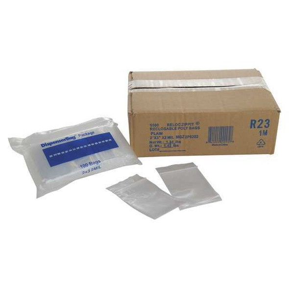 Reloc Zippit Reclosable Poly Bag,Zip Seal,PK1000 R23