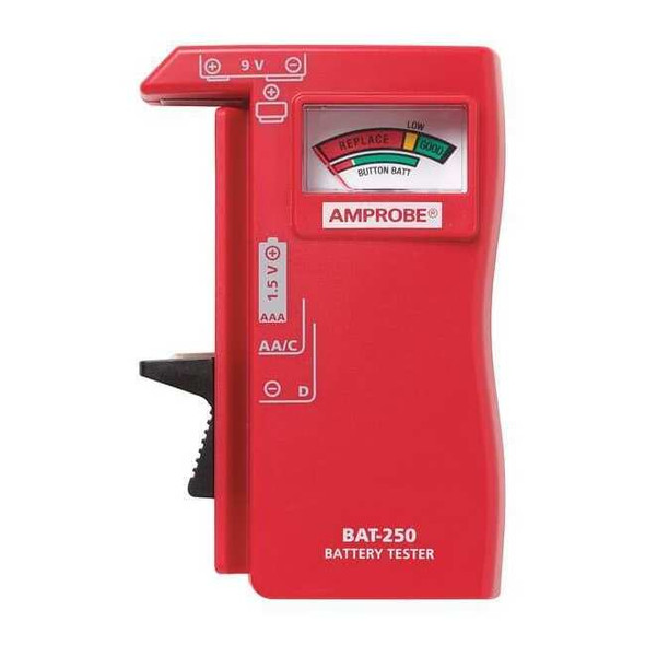 Amprobe Battery Tester, 1.5to9 VDC, Analog BAT-250
