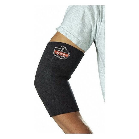Ergodyne Elbow Sleeve, Neoprene, Spandex, Pull-Over, Black, Size L 650