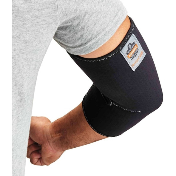 Ergodyne Elbow Sleeve, Neoprene, Spandex, Pull-Over, Black, Size L 650