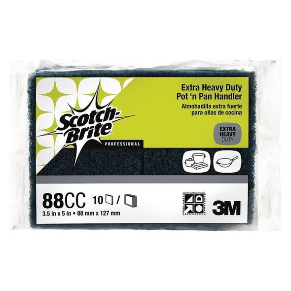 Scotch-Brite Scouring Pad,5" L x 3-1/2" W,Blue,PK10 88CC