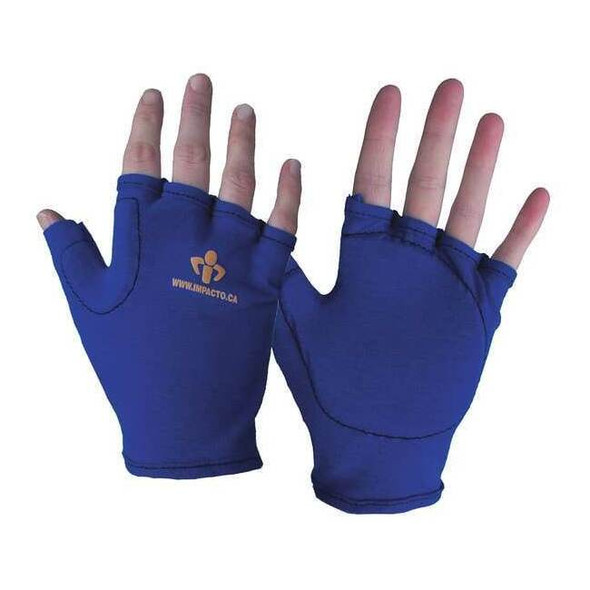 Impacto Impact Gloves, L, Bl/Yllw, Fingerless, Left 50220110041